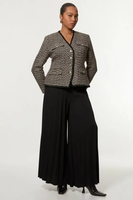 Cheap Karen Millen Plus Size Wool Mix Boucle Tailored Blazer Jumpsuit multi