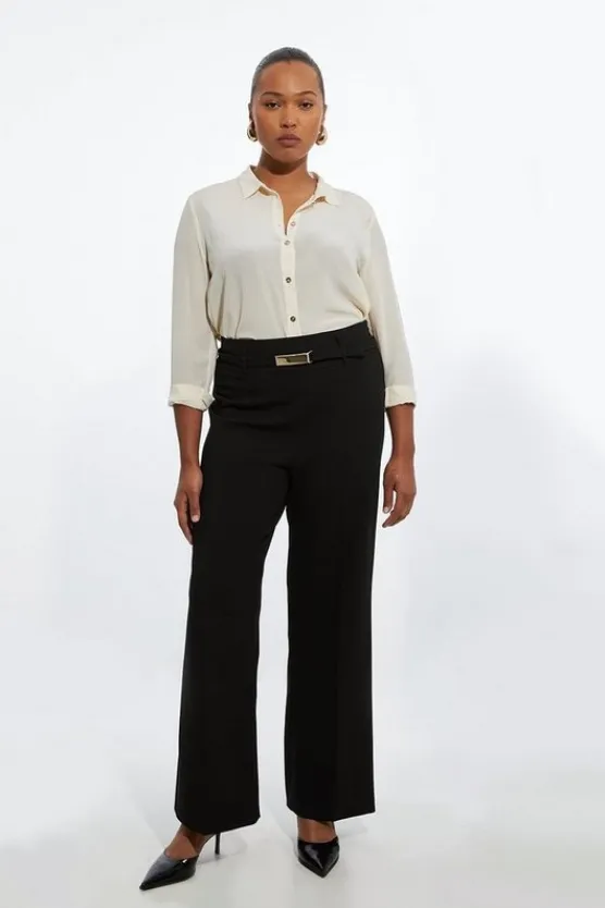 Best Karen Millen The Founder Plus Size Compact Stretch High Waisted Belted Co-ord black